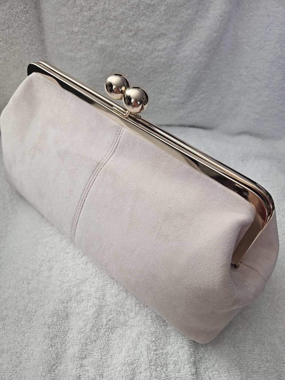 A New Day Suede Kiss Lock Clutch Bag Light Pink Blush Evening Purse NWT - Picture 4 of 11
